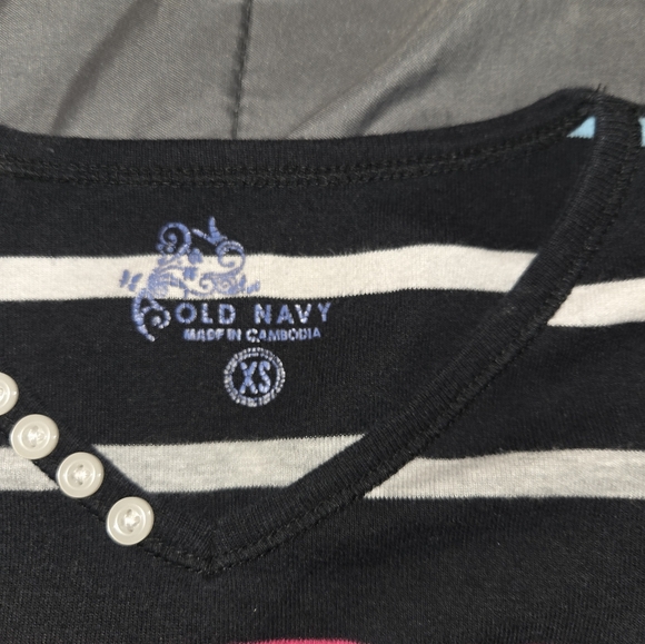 Old Navy Striped Top with Button Accents - Picture 1 of 3